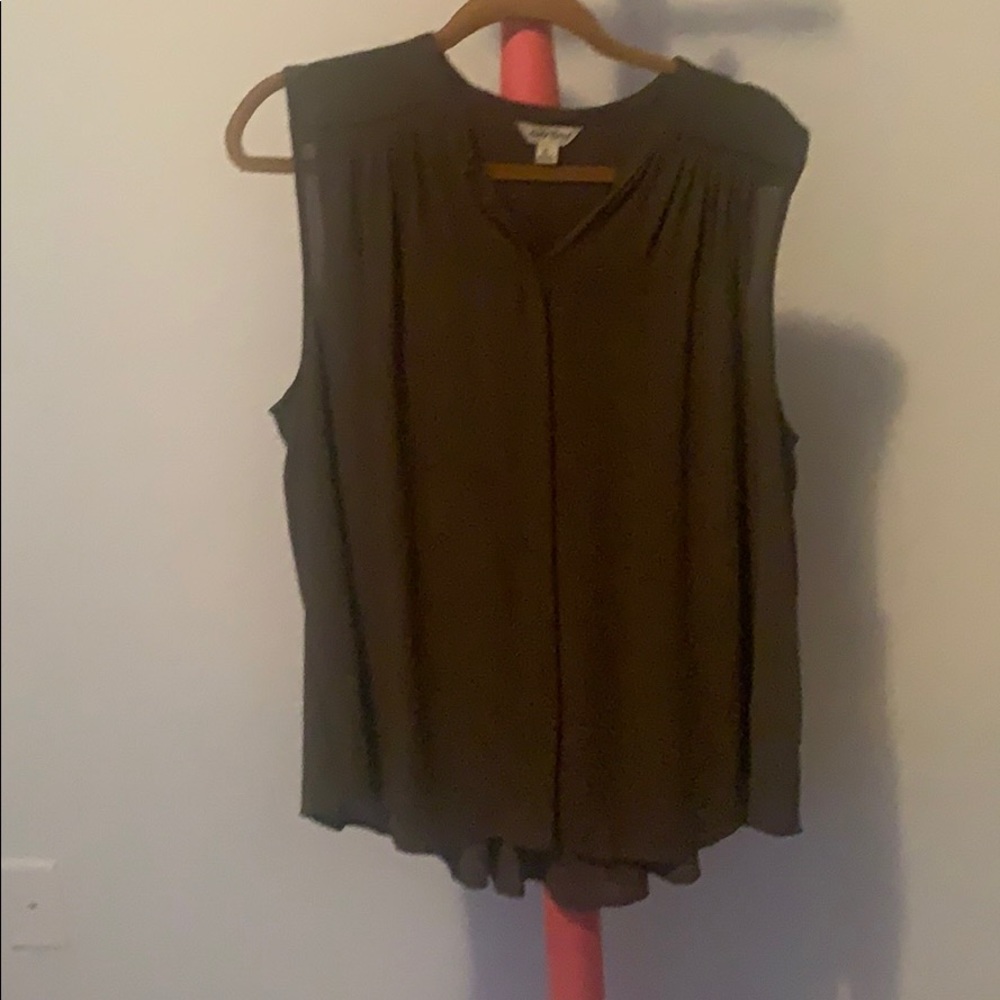 Lucky Brand Olive Green Button Up Blouse